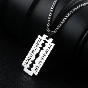 Peaky Blinders Razor Blade Necklace Movie Jewelry Stainless Steel Pendants Necklaces for Men Women Box Chain Necklace