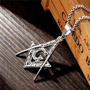 HNSP Masonic Pendant Chain Necklace For Men Male