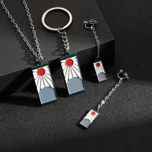 2021 New Anime Necklaces Demon Slayer Blade Creative Exaggeration Kimetsu no Yaiba Women's Male Long Keychain Jewelry