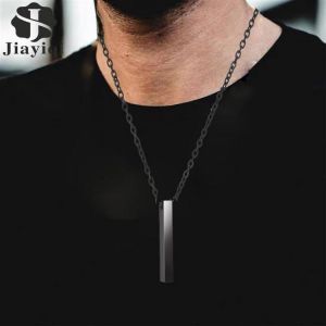 2021 New Black Bar Pendant Necklace for Men Women Classic Stainless Steel Chain Necklace Male Jewelry Choker Fashion Party Gift