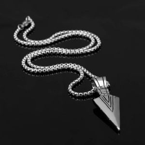 1PC Men's Design Matte Black Long Necklace With Arrow Pendant Jewelry Chain Hip Hop Punk Rock Jewelry Gift For Men Wome
