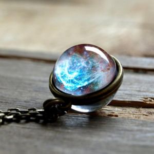 Universe Planet Jewelry Necklace Double Sided Glass Ball Pendant Solar System Necklace For Women Handmade Custom Starry sky