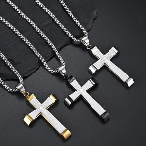 European And American Retro Style Large Stainless Steel Cross Titanium Steel Pendant Necklace