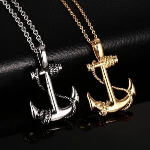 Stainless Steel Sea Anchor Sailor Man Men Necklaces Chain Pendants Punk Rock Hip Hop Unique for Male Boy Fashion Jewelry Gift