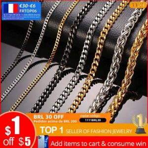 Vnox 30 Inch Long Curb Link Chain Necklace Stainless Steel Miami Cuba Wheat Spiga Chains Male Jewelry Assorted Colors