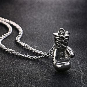 2016 Punk Style Stainless Steel Male And Female Fitness Boxing Glove Pendant Necklace Fists Knuckle