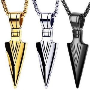 New Punk Pharaoh's Spear Arrow Necklace Male Trendy Domineering Clavicle Chain Personality Pendant Hip Hop Necklace