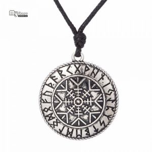 My Shape Viking Necklace Compass Vegvisir Choker Helm of Awe Aegishjalmur Nordic Runes Pendant Necklaces Scandinavian Amulet