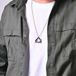 Cool Punk Male Square Triangle Pendants Necklace Indie Neck Chains For Men Grunge Long Necklaces Man Jewelry 2021 Kpop Aesthetic