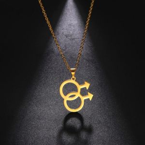 Teamer Gay Pride Necklace Stainless Steel Pendant Boys Male Symbol Necklaces Fashion Jewelry Gay Sign