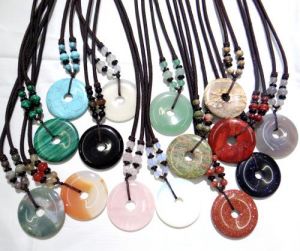 Natural stone Quartz Crystal tiger eye aventurine Opal lapis Turquoises donut charms Pendant for diy Jewelry making necklace