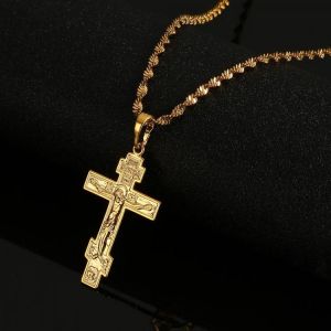 Russian Orthodox Christianity Church Eternal Cross Pendant Necklace Russia Greece Ukraine Jewelry