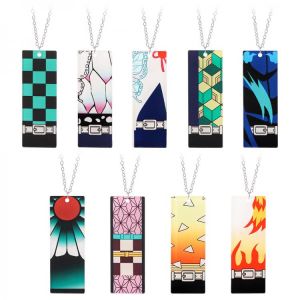 New Anime Peripheral Demon Slayer Blade Creative Exaggeration Kimetsu no Yaiba Women's Male Long Necklace Jewelry