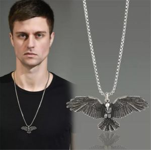 2021 New Arrival Chain on The Neck Retro Eagle Pendant Punk Necklace Retro Female Trendy Male Eagle Pendant Animal Wholesale
