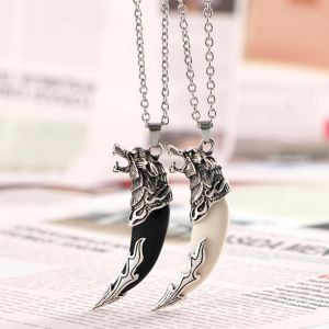 Hip-Hop Dragon Wing Wolf Teeth Pendant Necklace Male Rock Retro Multi Style Decoration Banquet Jewelry Gift Festival