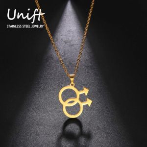 Unift Trendy Gay Sign Necklace for Men Boys Gay Pride Male Symbol Stainless Steel Necklace Cool Guy Fashion Jewelry Party Gift