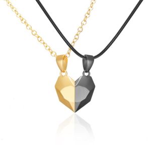 Trendy Magnetic Heart Necklace Chain Pendant Choker Magnet Couple Necklace For Men Women Lady Boys Female Girls Lover Male Gift