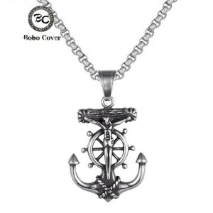 Punk Men stainless steel viking oidn Anchor Necklace norse amulet thor head thor hammer MJOLNIR Pendant Cross Chain Male Jewelry