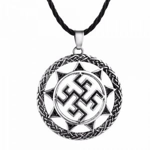 CHENGXUN Fashion Unique Men Necklace Symbol of Sun Pendant Charm Geometric Black Chain Good Luck Jewelry