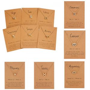 Birthday Gifts Star Zodiac Sign 12 Constellation Necklaces Pendants Choker Necklaces for Women Jewelry with Birth Month Letters