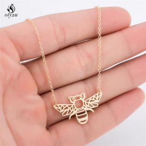 Oly2u Origami Bee Necklace Bug Charm Female and Male Gift Animal Necklace Bug Necklace &Pendants Party Women Geometric Jewelle