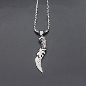 Hip Hop 316L Titanium Stainless Steel Dagger Knife Pendant Necklace for Men Male Personality Norse Viking Bar Friendship Jewelry