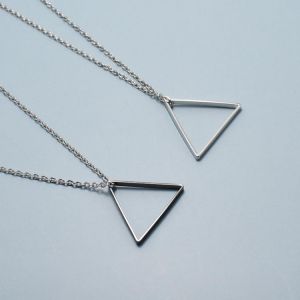 Popular Hollow Triangle Male Pendant for Men Stainless Steel Chain Modern Trendy Geometric Stacking Streetwear Necklace