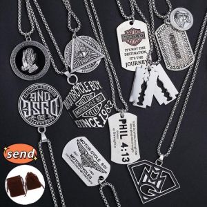 2021 new fashion demon eye hip-hop rock jewelry men and women stainless steel hip-hop necklace Army card pendant