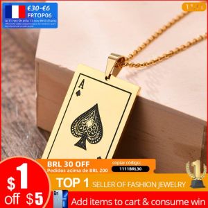 Vnox Punk Lucky Ace Of Spades Men's Necklace, Cool Rock Poker Pendant for Male, Stainless Steel Casino Fortune Playing Cards
