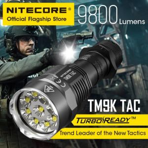 2021 NITECORE TM9K TAC 9800 Lumens Tactical Flashlight  USB Rechargeable Powerful LED Searchlight Super Bright, 5000mAh Battery