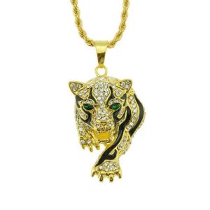 2021.Personality Trend Male ．Animal Lion Men Jewelry Gold Cheetah Animal Pendant Fashion Cool Necklace