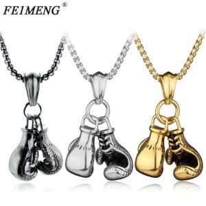 Fashion Sporty Boxing Gloves Pendant Necklace Personality Alloy Punk Chain Necklaces For Women Pair Charm Male Jewelry Choker
