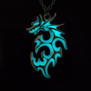 New Fashion Trendy Male Domineering Luminous Flame Dragon Necklace Long Necklace Decorated with Luminous Dragon