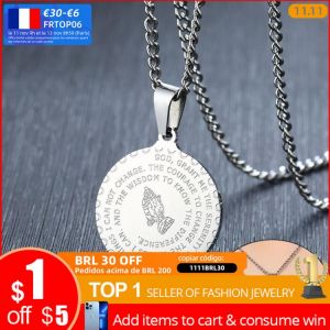 Vnox Serenity Lords Prayer Necklaces for Women Man Good Luck God Bless You Daily Wear Stainless Steel Jewelry