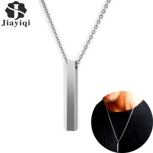 Fashion Rectangle Pendant Necklace Stainlees Steel Chain Necklace For Men Women New Simple Hiphop Jewelry Male Accessories Gift