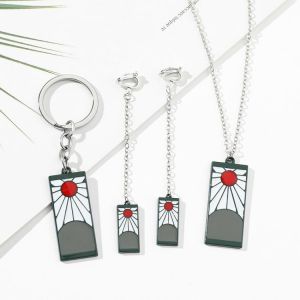 2021 New Anime Necklaces Demon Slayer Blade Creative Exaggeration Kimetsu no Yaiba Women's Male Long Keychain Jewelry