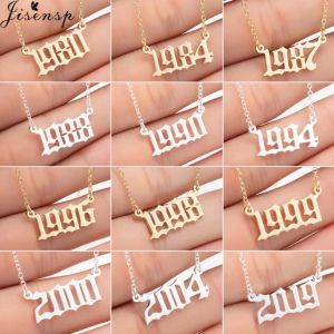 Jisensp Custom Jewelry Special Date Year Number Necklace for Women Kids 1994 1996 1999 from 1980 to 2019 Hip Hop Men Collares