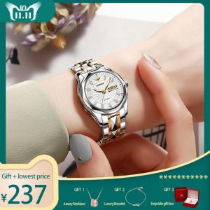 OUPINKE Luxury Gold Mechanical Watch For Women Sapphire Crystal Automatic Watch Ladies Wristwatches Waterproof relogio feminino