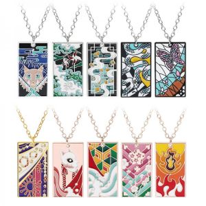 Anime Demon Slayer Enamel Metal Pattern Necklace Hip-hop Punk Cosplay Party Garment Accessory Gifts For Male And Female Friends