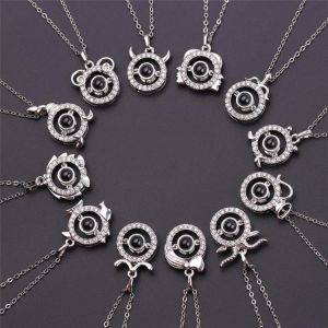 Twelve Constellations New 100 Languages I Love You Projection Pendant Romantic Love Memory Wedding Necklace