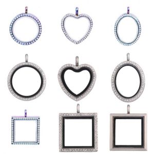 1Pc Mix Styles Geometric Round Square Oval Shaped Glass Memory Photo Locket Charm Floating Locket Pendant For Necklaces Jewelry