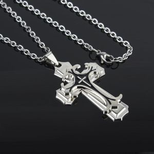 New Jesus Christ Multilayer Cross Necklace, Gold and SilveryPersonality Trendy Male Pendant