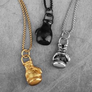 Gold Big Boxing Gloves Boxer Men Necklaces Pendants Chain for Boyfriend Male Stainless Steel Jewelry Creativity Gift Wholesale