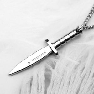 Dagger Pendant Necklace Personality Dagger Knife Stainless Steel Necklace for Men Male Gift