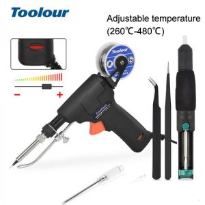 Toolour EU/US 60W Automatic Send Tin Gun Hand-held Internal Heating Soldering Iron Rework Station Desoldering Pump Welding Tool