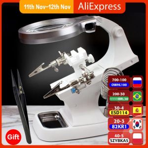 3 Hand Soldering Iron Stand Welding Tool With Magnifier Illuminated Glasses LED Alligator Clip Holder Clamp Helping Repair