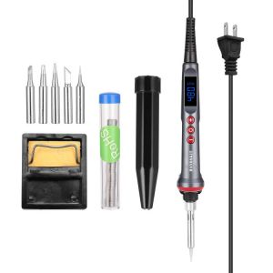 HANDSKIT 90W 180-480℃ LED Digital Soldering Iron Set Adjustable Temperature Electric Soldering Iron 4 Wire Core Welding Tools