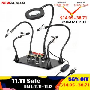 NEWACALOX Magnetic PCB Circuit Board Holder Flexible Arm Soldering Third Hand Welding Station Soldering Iron Stand Repair Tools