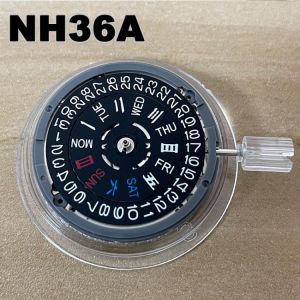 Japan Black  Automatic Movement NH36 Self-winding Mechanical Date/Day Setting 24 Jewels Watch Replacements for SEIKO NH36A