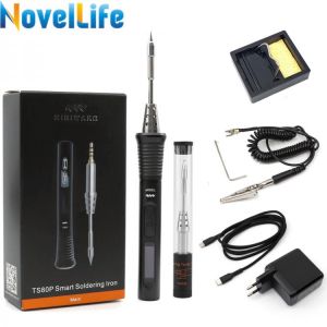 Mini TS80P Portable Electric Soldering Iron Adjustable Temperature Digital Solder Station TS B02 BC02 D25 K4 J02 Tip PD2.0 QC3.0